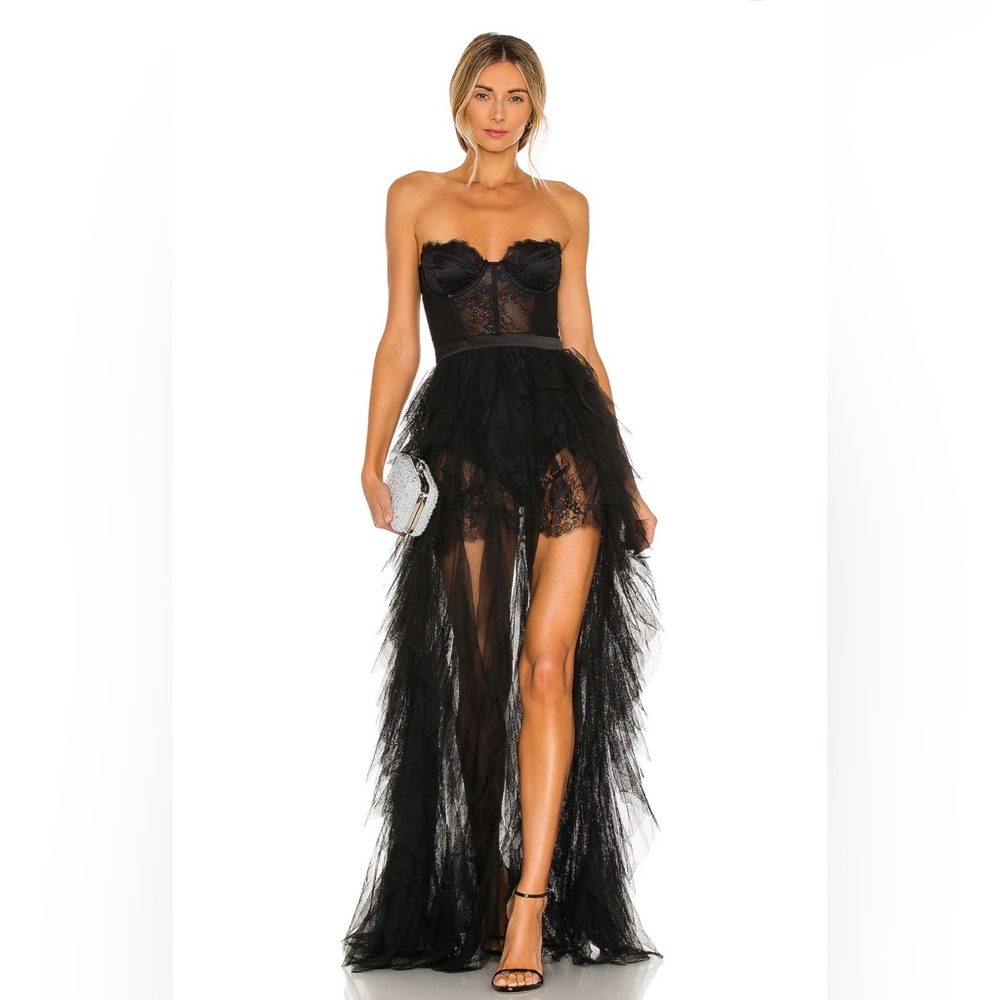 Showstopper NWT For Love and Lemons X Revolve Bustier Gown in Black